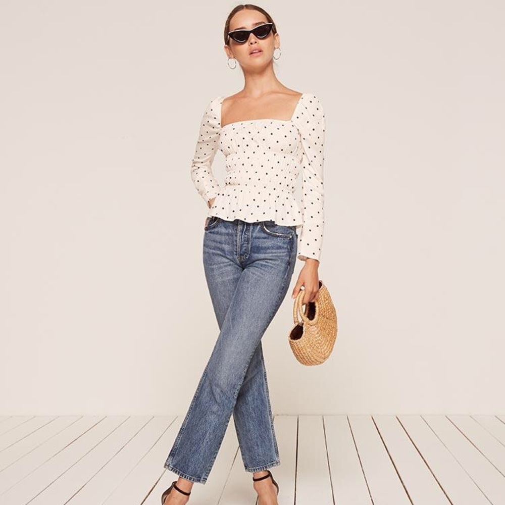 Reformation Laurent Top Polka Dot